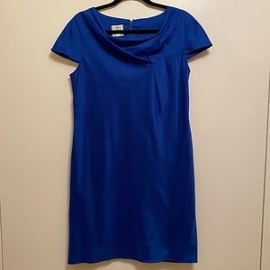 Royal blue sateen cotton asymmetrical dress